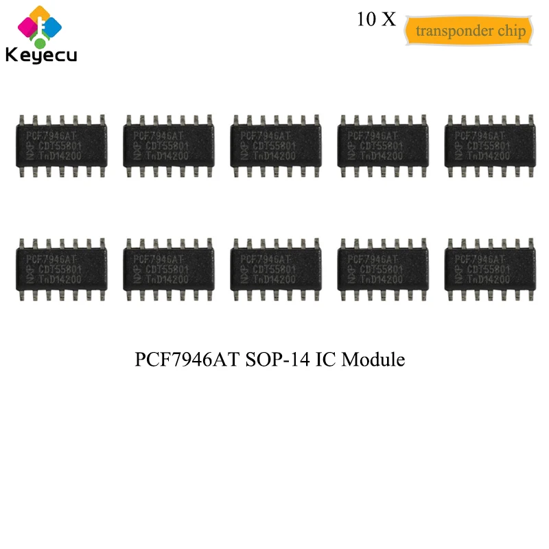 

KEYECU 10PCS/Lot Replacement Remote Car Key Transponder Chips, PCF7946AT SOP-14 IC Module