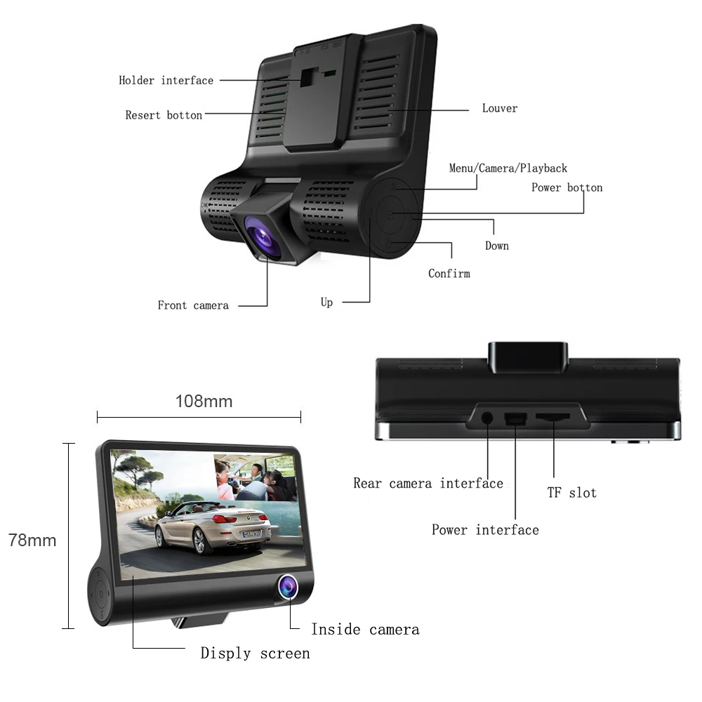 Podofo 4 0 &quotАвтомобильный dvr Автомобильная камера Full HD 1080p Dash Cam 170 градусов