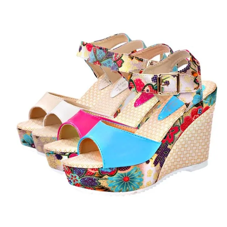 Женские Соблазнительные сандалии на высоком каблуке Летняя обувь танкетке