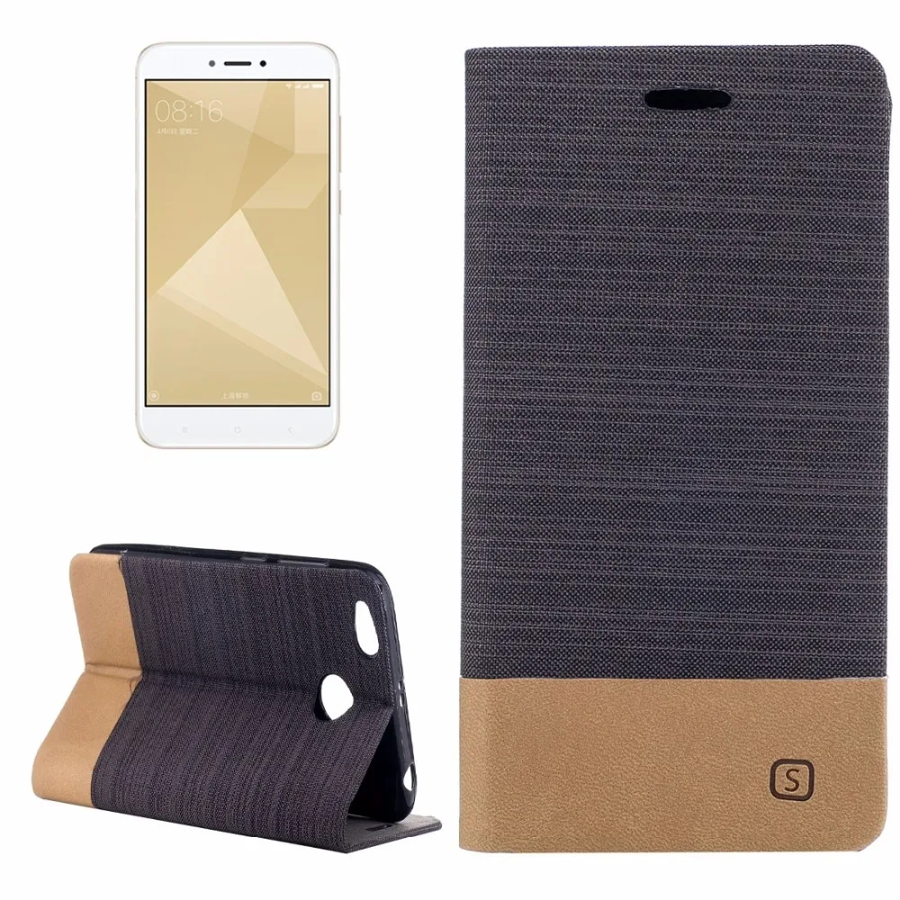 Чехол для смартфона Xiaomi Redmi 4X холщовая текстура ПУ + ТПУ горизонтальный откидной