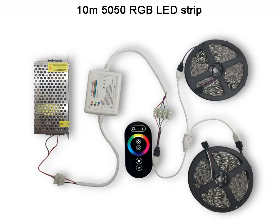 20 м 15 м 10 М 5050 Fita RGB Светодиодная лента светильник не водонепроницаемый гибкий светодиодный диодный ленточный светильник ing+ RF сенсорный RGB контроллер+ DC 12 В адаптер