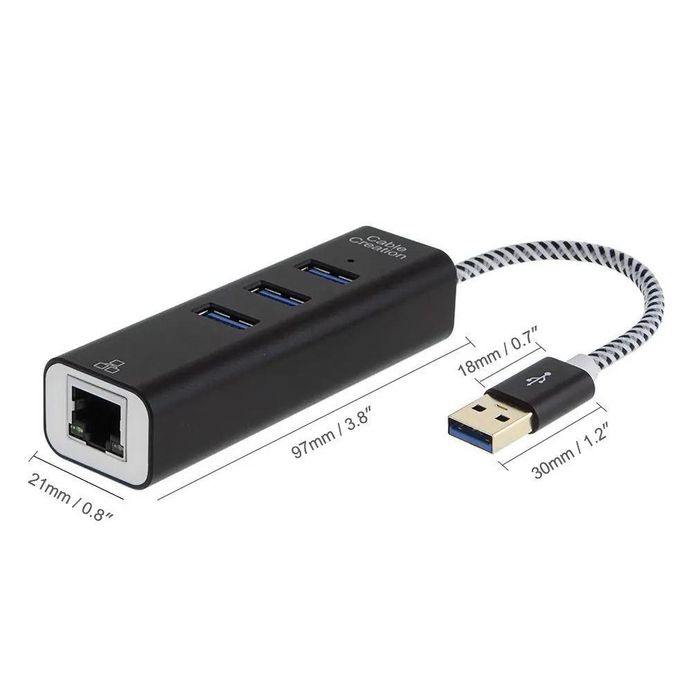 3-портовый концентратор данных jorinдо USB 3 0 с портом Ethernet поддержкой 10/100/1000 Мбит/с к
