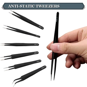 6 шт.лот набор антистатических прецизионных пинцетов из нержавеющей стали, Прямой пинцет, инструменты для ремонта электроники