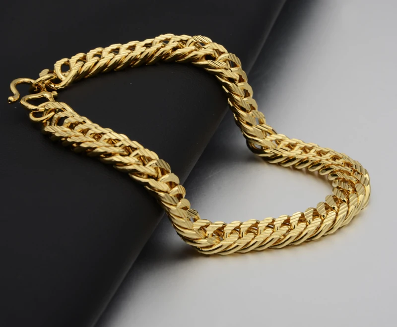 Крупные золотистые браслеты на цепочке для мужчин и женщин оптовая продажа