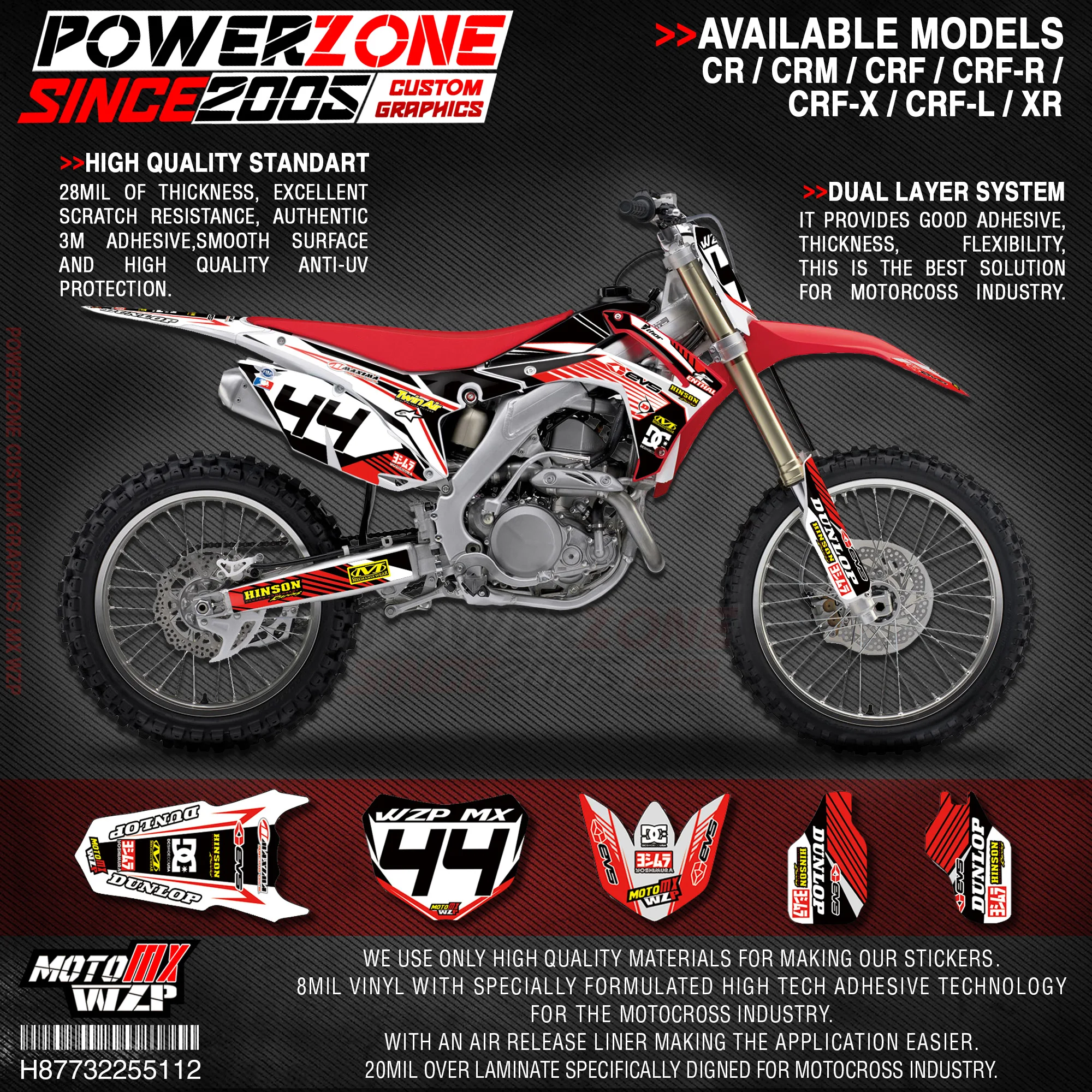 Персонализированные графические фоны PowerZone Team наклейки 3M Набор наклеек для HONDA