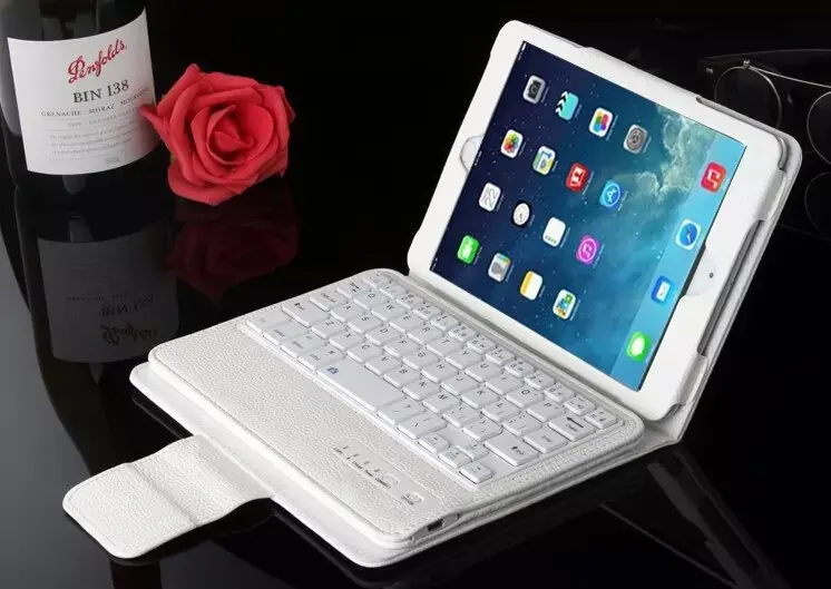 Съемный беспроводной Bluetooth клавиатура для Apple iPad mini 2 3 Retina кожаный чехол книжка с