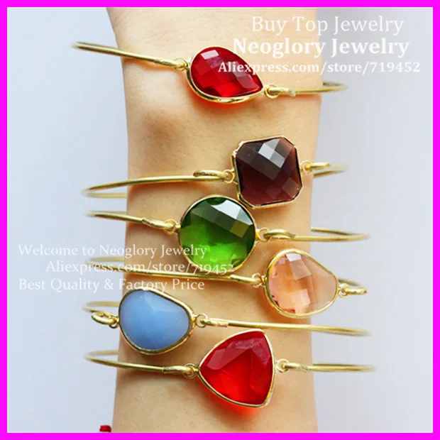 15 шт. изысканный браслет разных цветов стеклянный кварцевый металлический