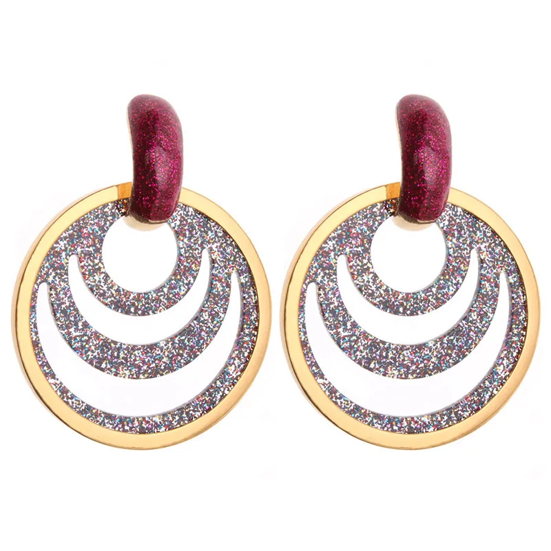 Висячие серьги NeeFu WoFu блестящие кожаные брендовые круглые большие из цинкового