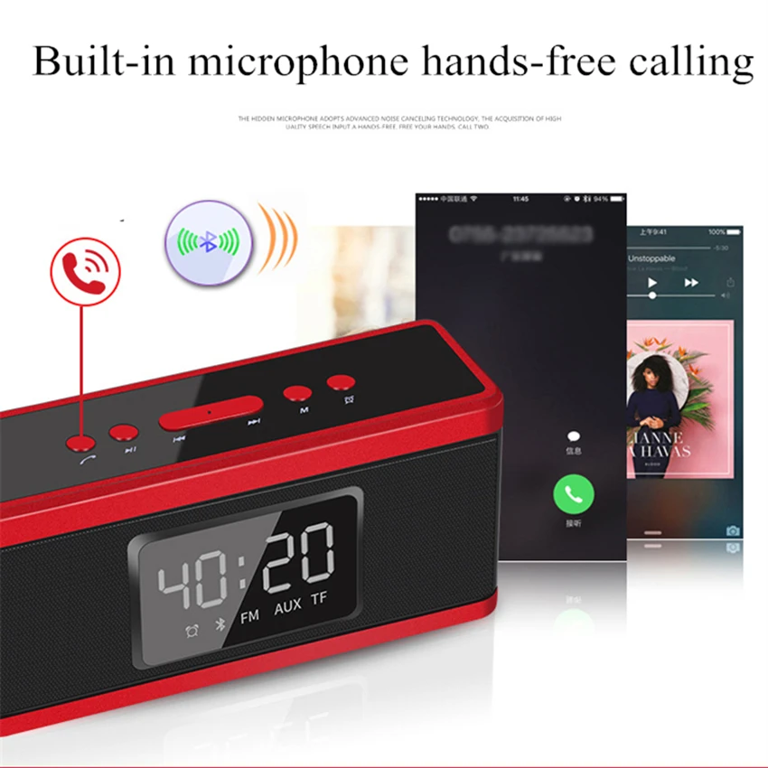 Электронный СВЕТОДИОДНЫЙ Будильник bluetooth динамик с AUX/TF картой plaback беспроводные радиочасы Портативная колонка с сабвуфером часы
