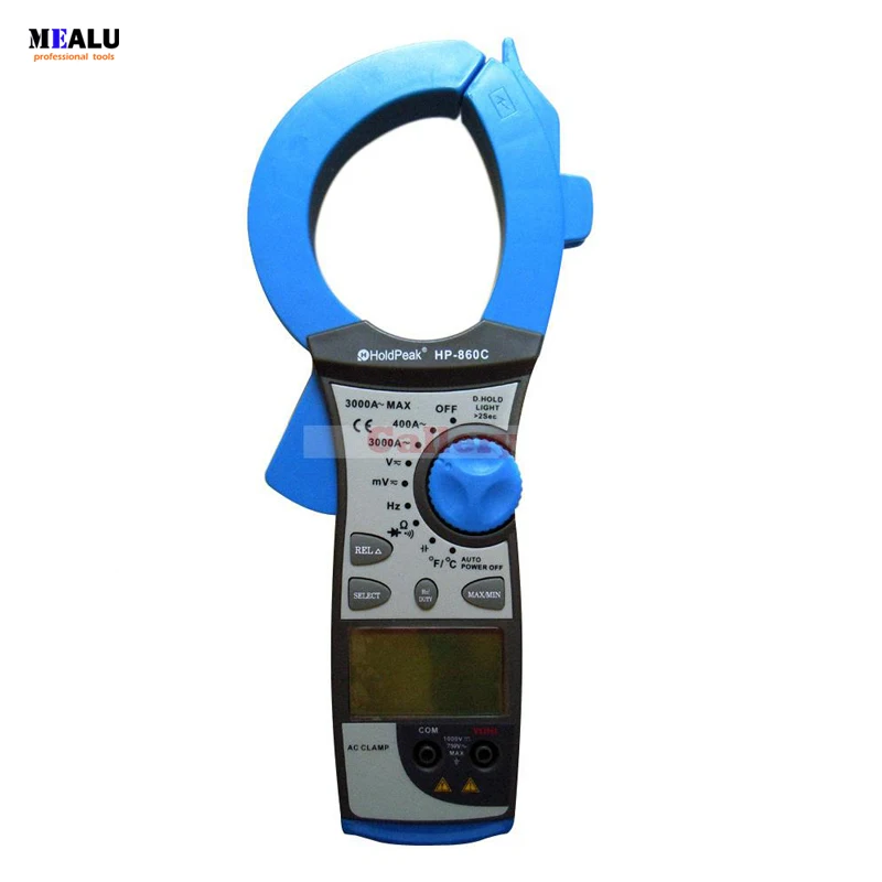 

Hp-860c 3000a Dual Display Clamp Meter Voltage Current Resistance Frequency Temperature Mulitimeter with Flashlight