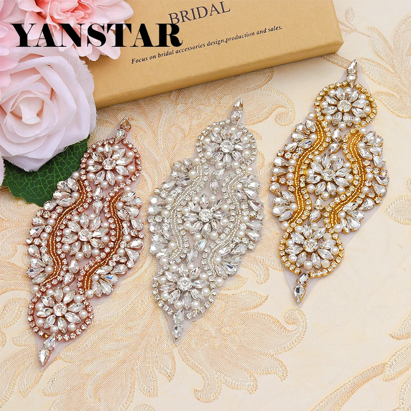 YANSTAR(10 шт.) оптовая продажа Свадебные ремни с искусственными бусинами розовое