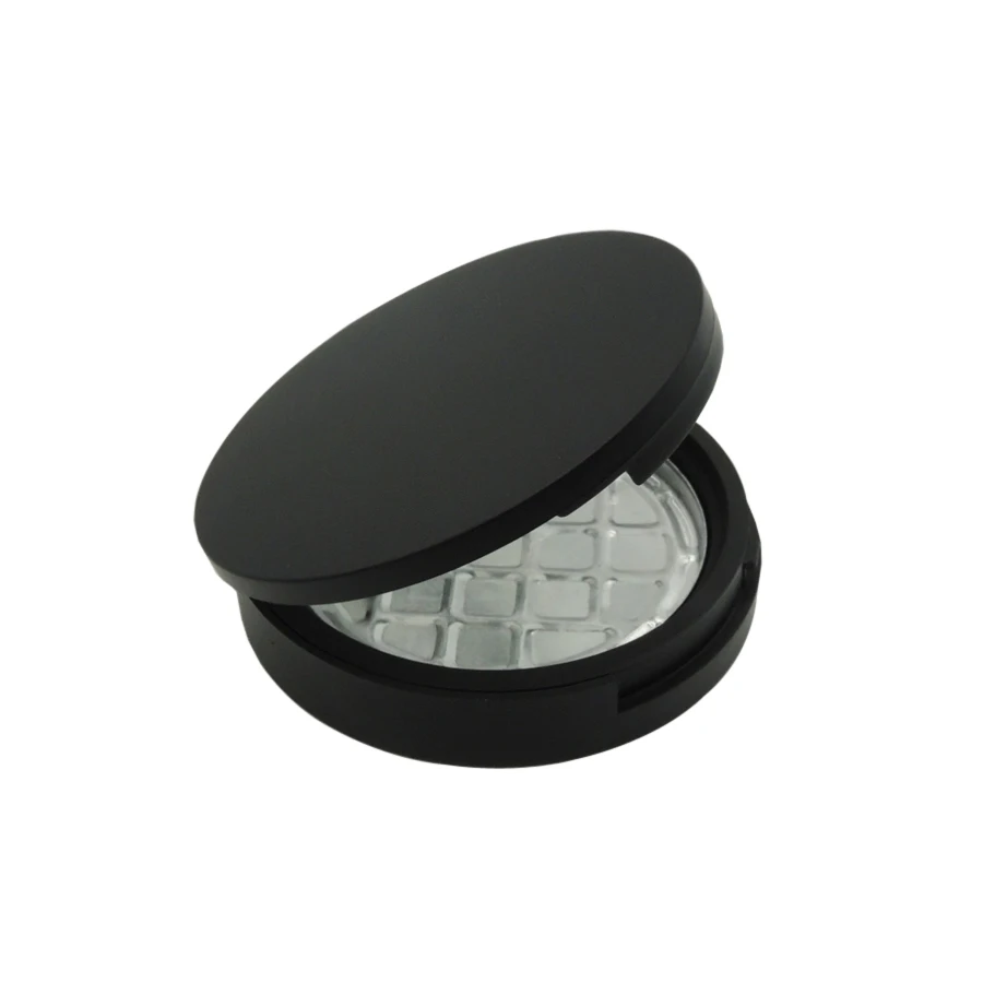1 шт./лот 59 мм матовый черный банка для компактной пудры с зеркалом и алюминиевая
