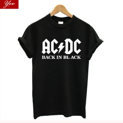W146MT black Уличная одежда AC/DC футболки женские/мужские рок-группа футболка размера плюс хлопок крутая футболка женская одежда винтажные Топы - Цвет: W146MT black