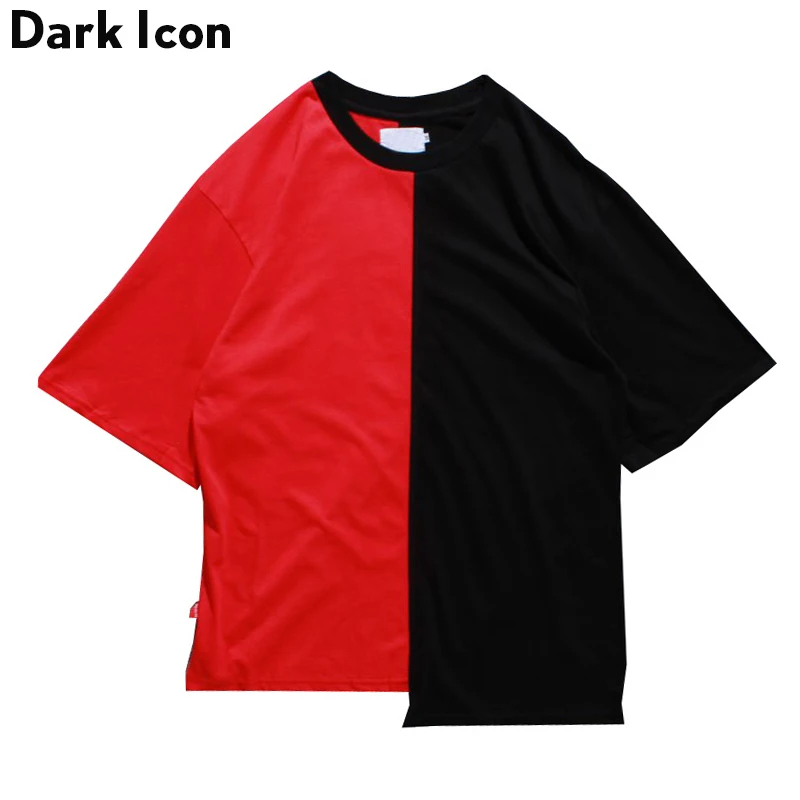 Мужская футболка в стиле хип хоп DARK ICON летняя уличная с асимметричным подолом и