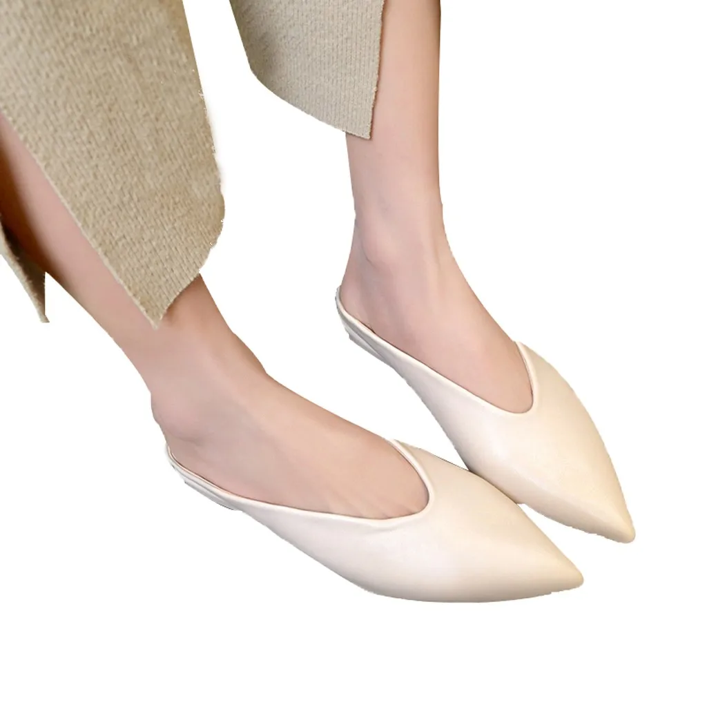 SAGACE/женская повседневная обувь на плоской подошве Шлепанцы с острым носком без