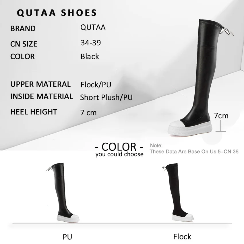 Женские зимние сапоги QUTAA высокие из искусственной кожи на платформе с