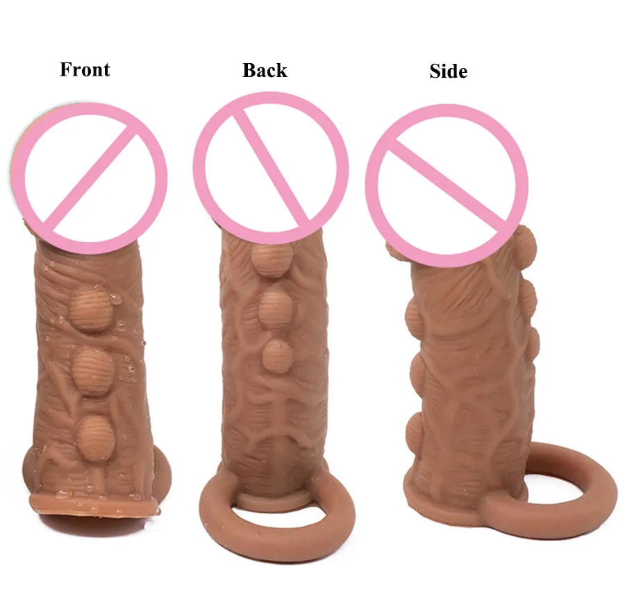 Силиконовые пенис Extender рукав и презерватив многократного использования. петух