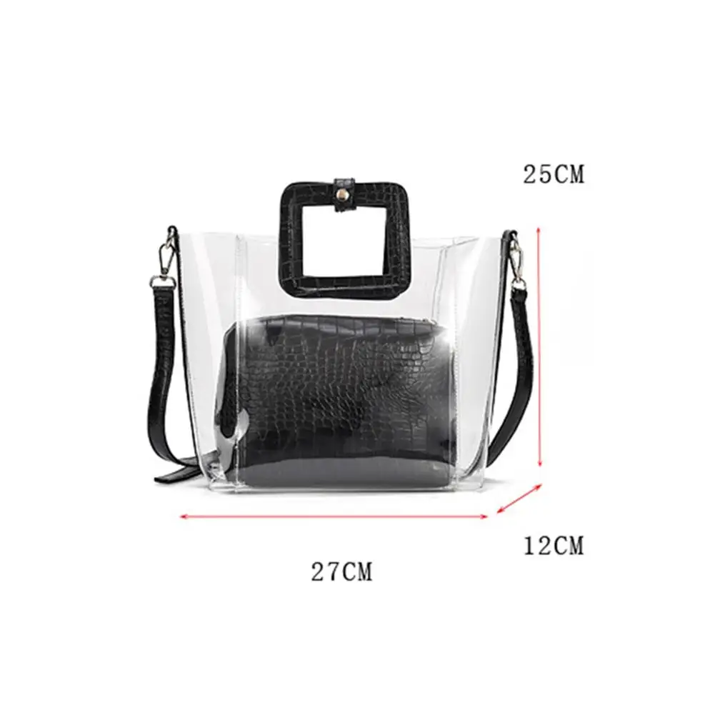 

Transparent Women Shoulder Bag Crocodile Pattern Tote Crossbody Messenger Hand Bags Handbag Diagonal Package PVC Clear Set Bag