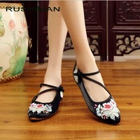 rushima new style new beautiful genuine embroidered cloth shoes wedding shoes national style beef tendons bottom square dancing