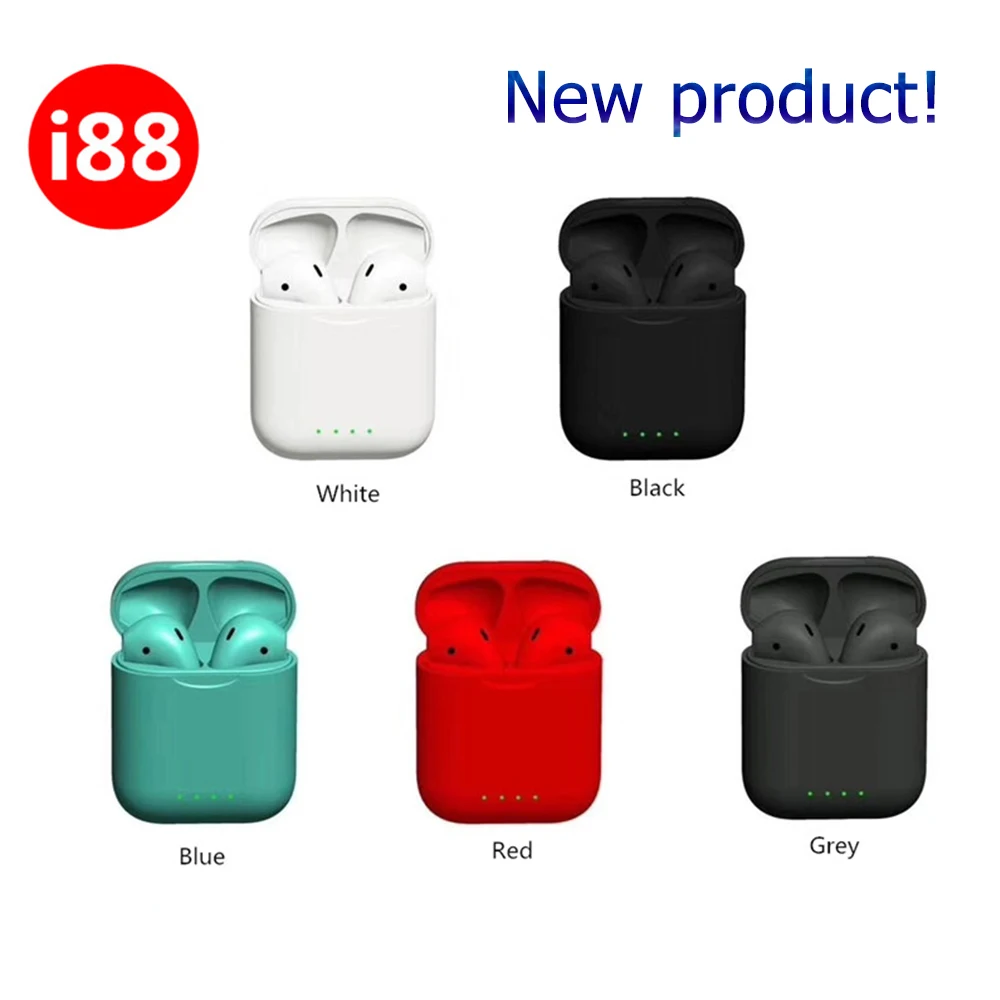I88 TWS Новые красочные мини hifi звук Bluetooth Беспроводные наушники с зарядным чехлом pk