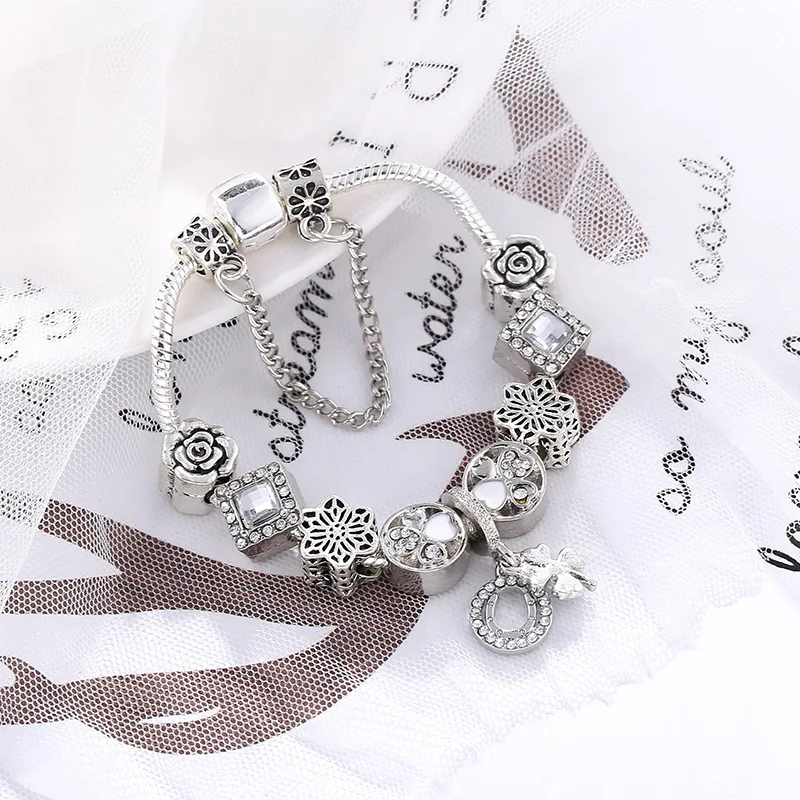 Роскошные с блестящими кристаллами бусины Листья Подвеска Клевер подходит