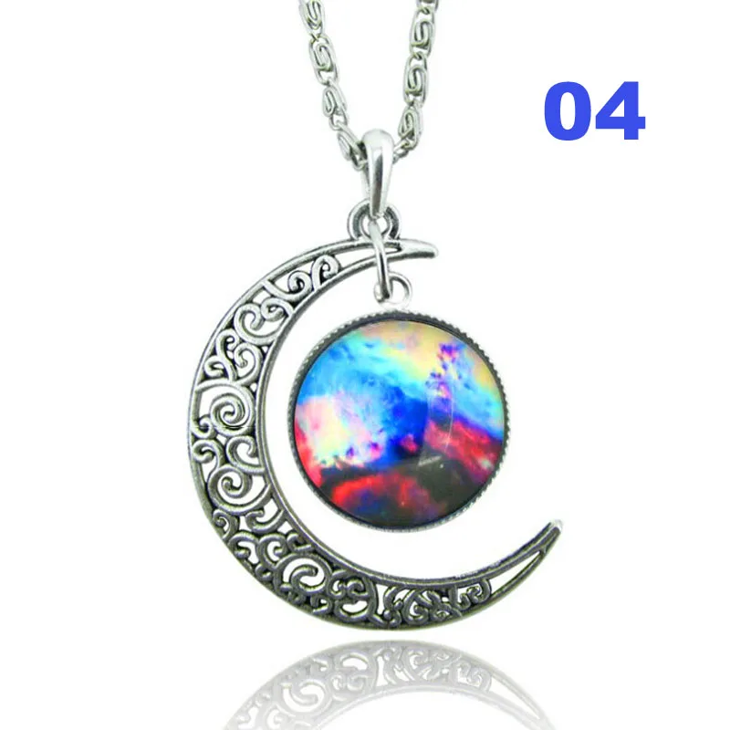 Винтажный Вид Луна галактика стекло камея из кабошона Demo Universe Подвеска Ожерелье |