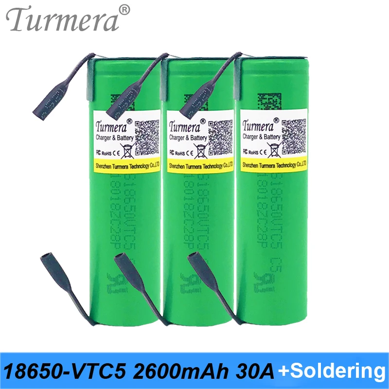 Литиевая аккумуляторная батарея 18650 vtc5 us18650vtc5 2600 мАч 30a для отвертки shura + полоски