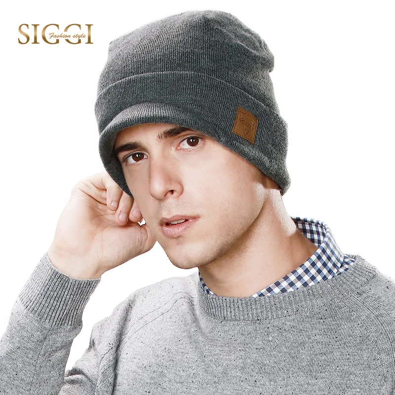 

FANCET Winter Warm Beanies For Men Solid Soft Bill Hats Wool Blend Brim Elastic Soft Decoration Casual Skullies Caps Hats 88264
