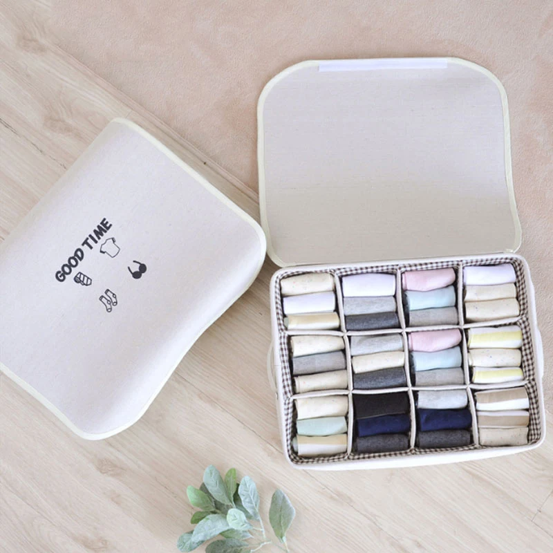 Хлопковый ящик для хранения нижнего белья коробка органайзера бюстгальтер с