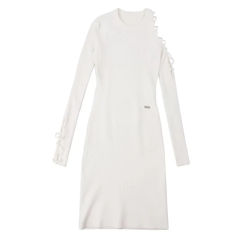 Новый сексуальный плечевой ремень вязаное платье | Женская одежда