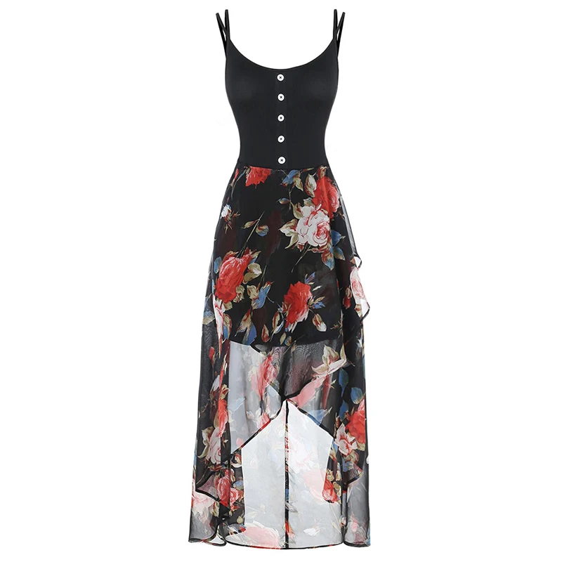 PlusMiss размера плюс 5XL с цветочным принтом шифоновое платье на бретельках Женские