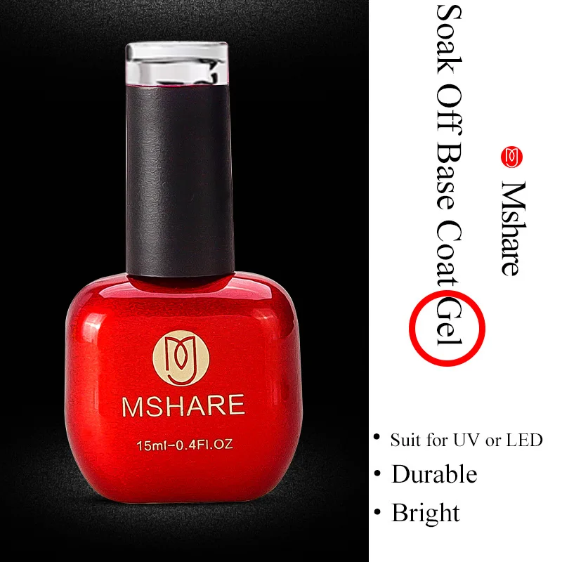 MSHARE 15ML 1pc Base Coat Gel + Wipe Top Finish UV LED Nail Polish Art Lacquer Health Material | Красота и здоровье