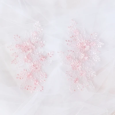pink 1 шт. 21X12 см белый цветок кружева аппликация Свадебные кружева патч одежда платье DIY аксессуары - Цвет: pink