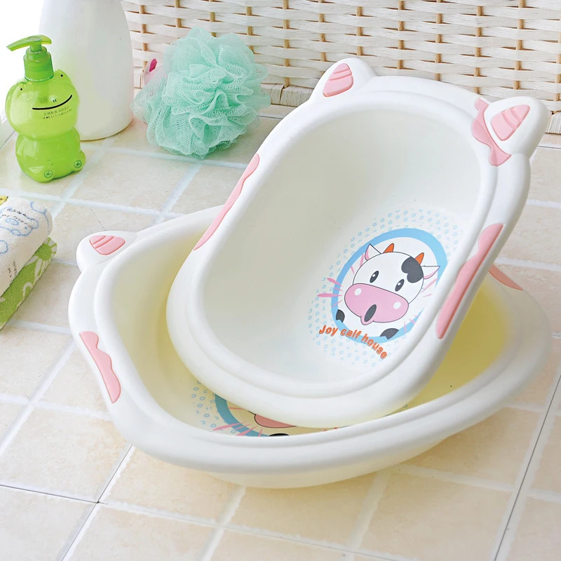 Cute Cartoon Baby Washbasin Newborn Infant Wash Face Foot Ass Bath Tub Children's Cow Washing Bathtub | Мать и ребенок