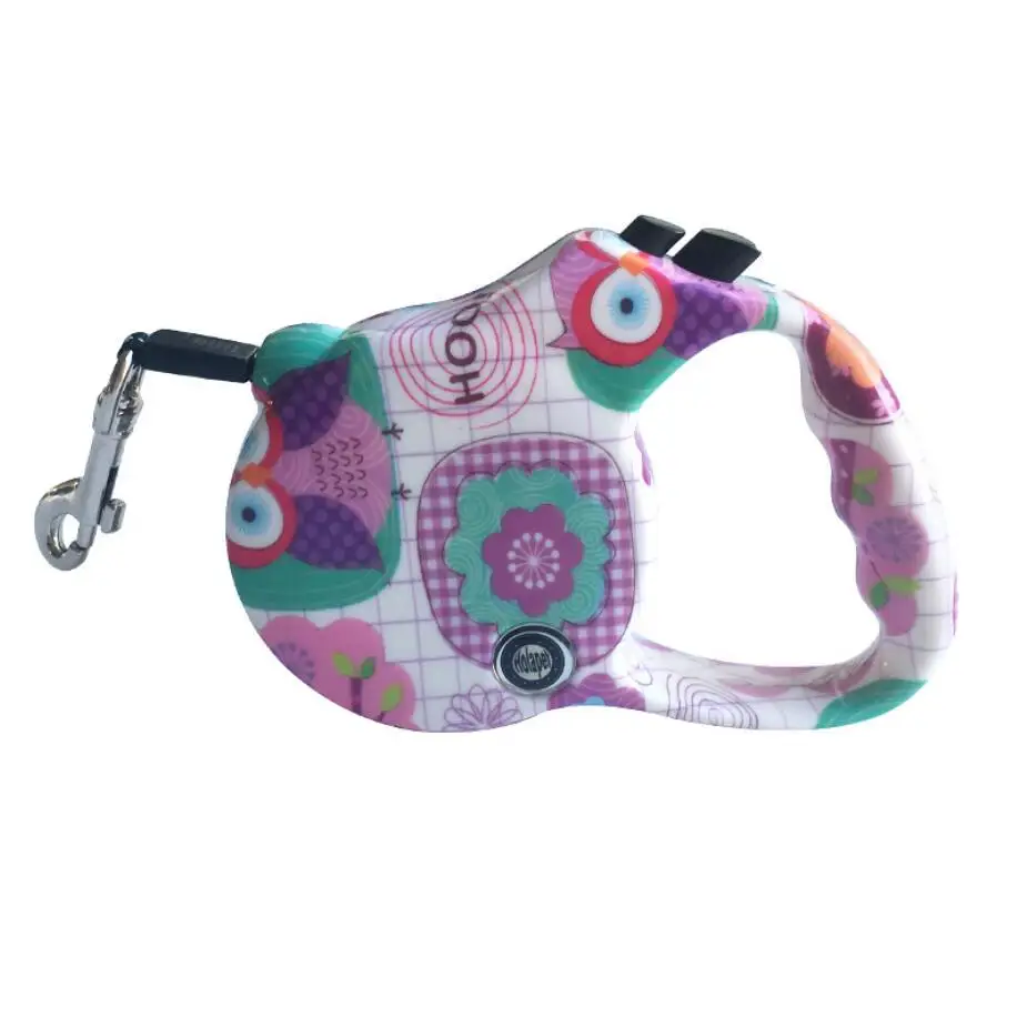 owl 3M/5M/6M Reflective Dog Leash Automatic Dog Puppy Cat Traction Rope Belt Collar Harness Lead for Small Medium Dogs Pets Leashes - Color: owl