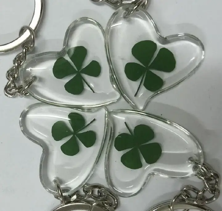 12 PCS hand made natural four leaf clover Slanting hearts charming keychain | Украшения и аксессуары