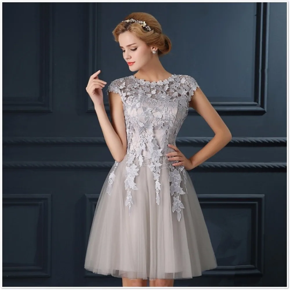 Ruthshen Robe De Soiree Мини Короткие Шампанское серые коктейльные платья 2020 с рукавами