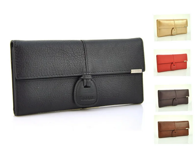 Женский кошелек из натуральной кожи в три сложения Длинный держатель для карт