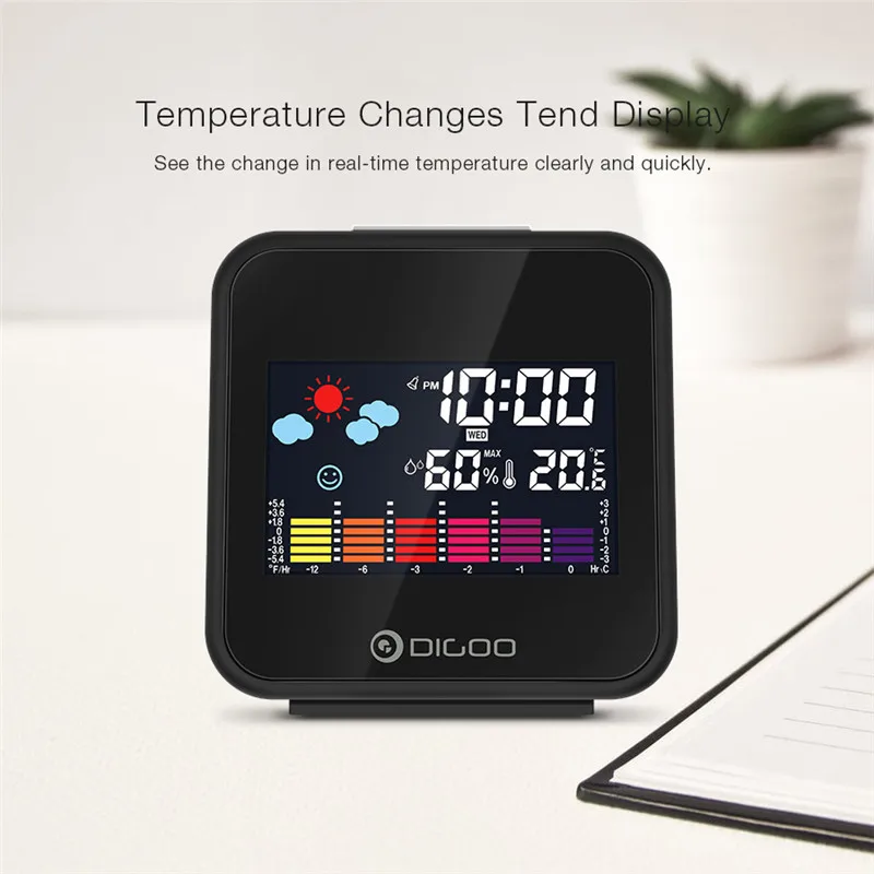 Digoo DG C15 Цифровая беспроводная подсветка прогноз погоды будильник часы USB