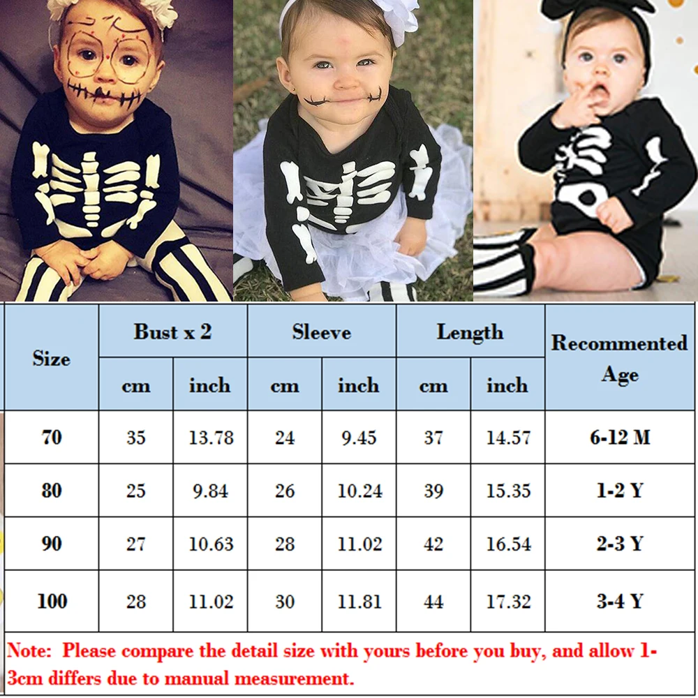 Боди для новорожденных на Хэллоуин с принтом костей детские комбинезоны