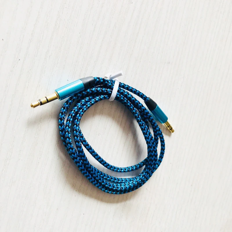Позолоченный Плетеный аудиокабель Kabel 1 м нейлоновый Aux кабель 3 5 мм штекер