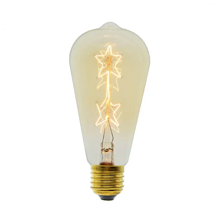 ST64-Star 40 Вт/60 W 220V E27 Edison светильник шарик из углеродистой стали катод Эдисон Ретро Винтаж можно использовать энергосберегающую лампу или светодиодную лампочку) ST64/ST58/A19/T45/G80/G95/G125/T300 - Цвет: ST64-Star