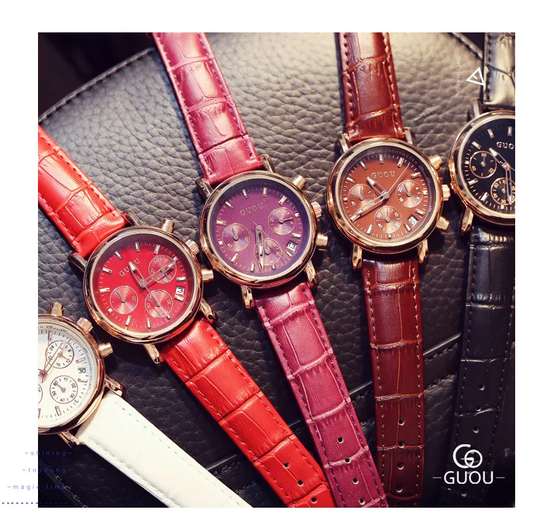 

GUOU Casual Watch Women's Watch 2019 New Brand Women's Dresses Women's Luxury Quartz Watch reloj mujer marcas famosas de lujo