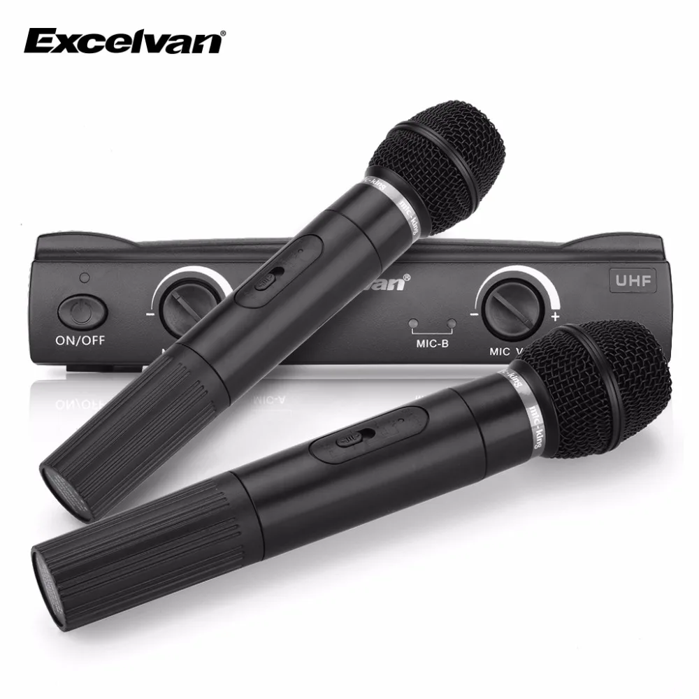 Excelvan K380 Wireless Handheld Condenser Microphone Dual 2 Channel UHF Recording For Karaoke Conference Home Use | Электроника