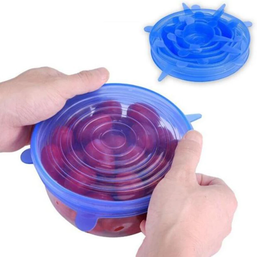 Универсальные силиконовые крышки 6 шт./лот растягивающаяся всасывающая крышка
