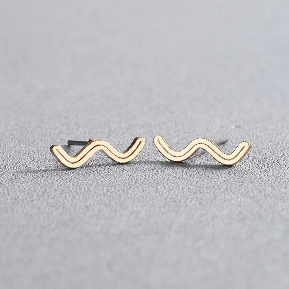 Серьги гвоздики женские из нержавеющей стали в форме буквы W|Серьги-гвоздики| |