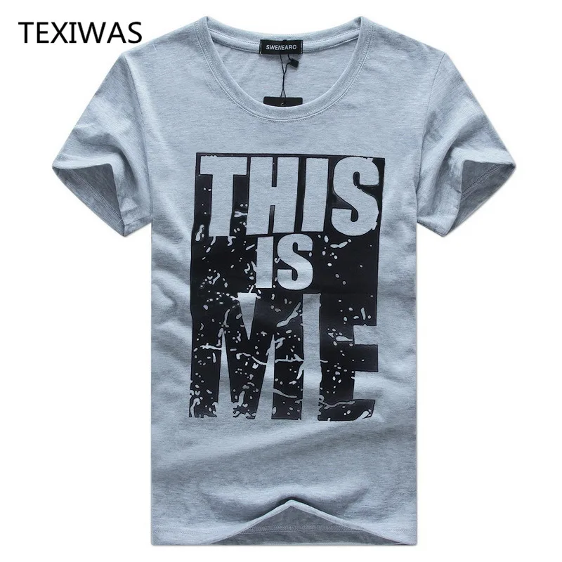 TEXIWAS летняя мужская футболка повседневная хлопковая Футболка с буквенным