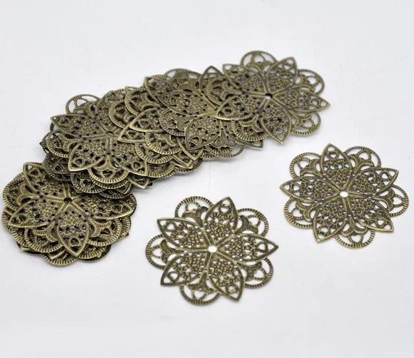 Doreen Box Lovely 50 бронзовый цвет фоторазъемы 46 мм (B14168)|wraps connector|flower wraps connectorsfiligree flower |