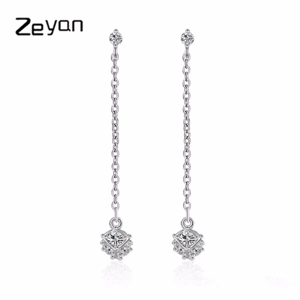 Zeyan высокое качество AAA Crystal Cube Висячие серьги Модные простые украшения для Для