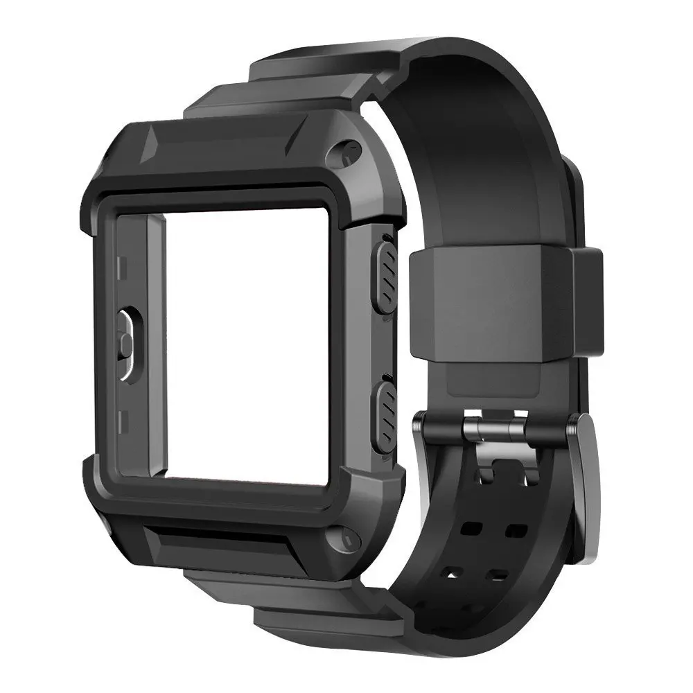 GXV для Fibit Blaze Band, [Rugged Pro] прочный защитный чехол с ремешком(TPU+ PC) для Fitbit Blaze Смарт-часы для фитнеса - Цвет: Black